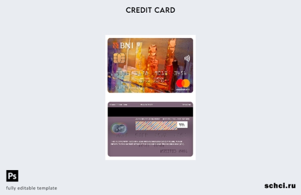 цифровая загрузка шаблона карты Mastercard Индонезийского банка Negara Indonesia